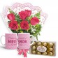 MB57-Mini Buquê com 6 Rosas Vermelhas+Chocolate 12un+1Caneca Rosa "Como é grande..."