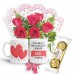 MB52-Mini Buquê com 6 Rosas Vermelhas+1Caneca Exclusiva Melhor Mãe+Chocolate 3un