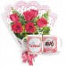 MB51-Mini Buquê com 6 Rosas Vermelhas+1Caneca "Vó mãe com açucar'"